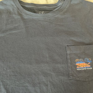 Vineyard Vines Naughty Nice Shirt Mens 3XB Blue Graphic Print Long Sleeve Active